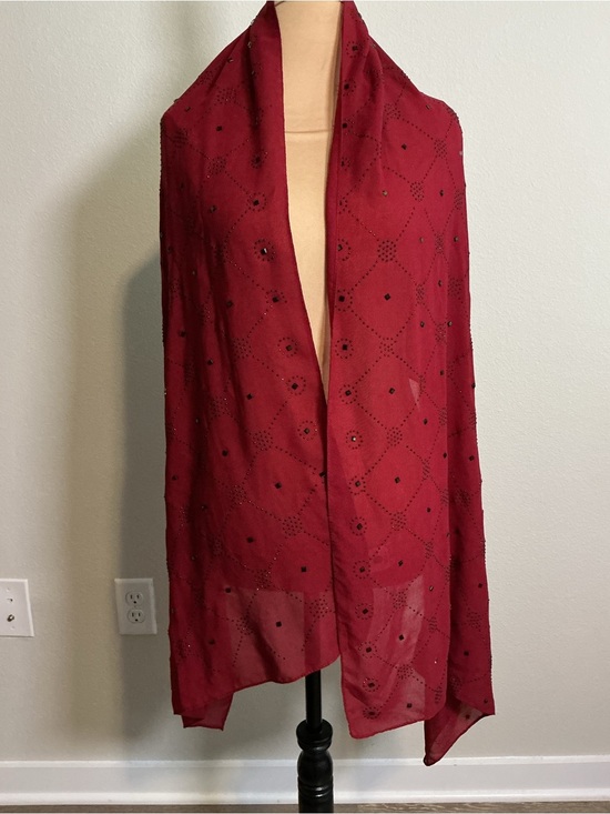 Jessica McClintock Accessories - Women's Burgundy Embellished Scarf Shawl